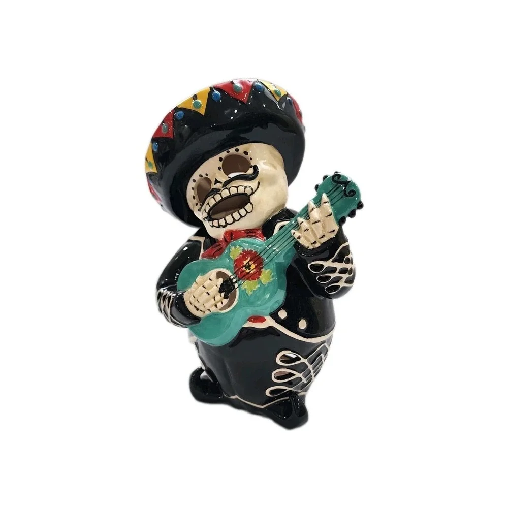 Brand New BLUE SKY CLAYWORKS HALLOWEEN DAY OF THE DEAD MARIACHI GUITAR PLAYER